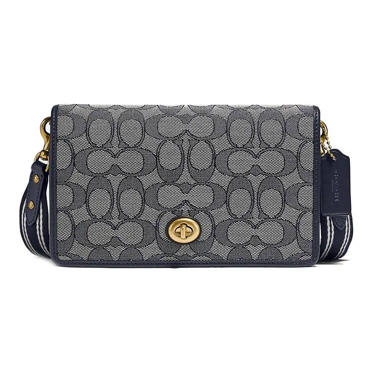 COACH Hayden Жаккардовая ткань Телячья кожа Сумка через плечо Стандартная Женская Темно-синий