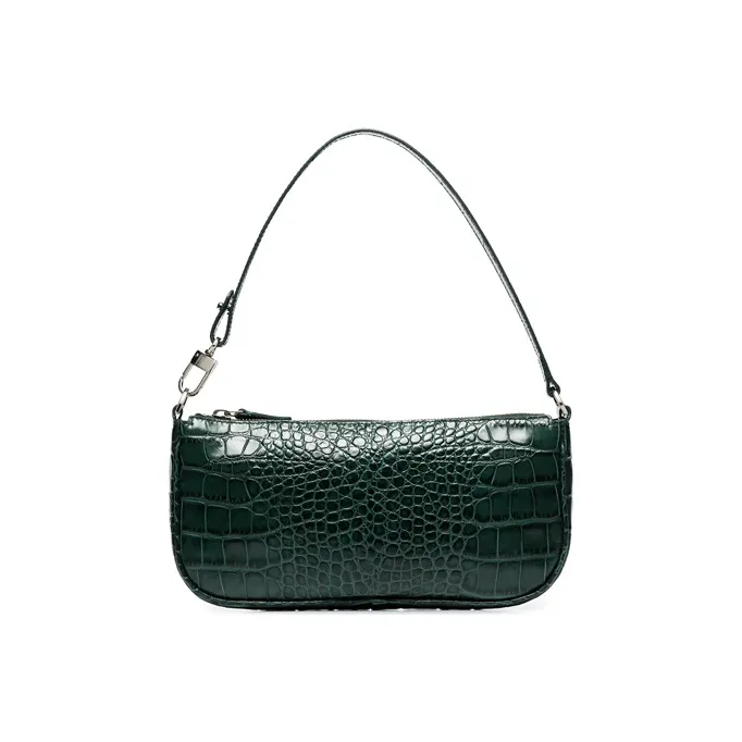 By Far Rachel Коровья кожа Маленькая квадратная сумка Сумка через плечо Сумка Женская Темно-зеленая