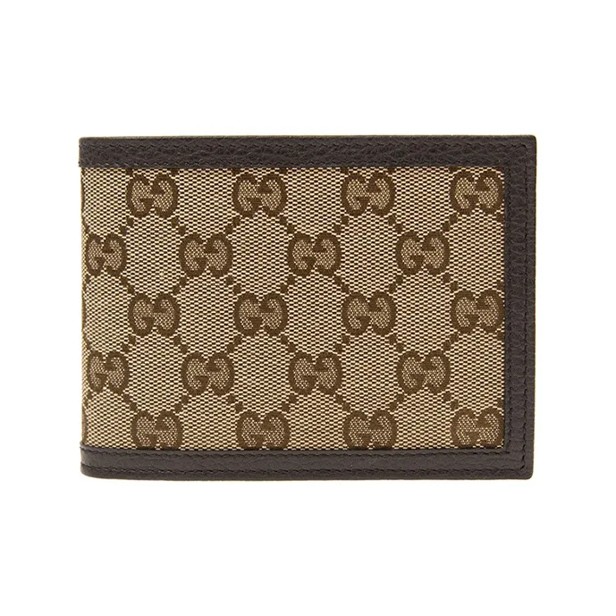 GUCCI Canvas с кожаными вставками кошелек стандартный мужской цвет эбеновое дерево коричневый