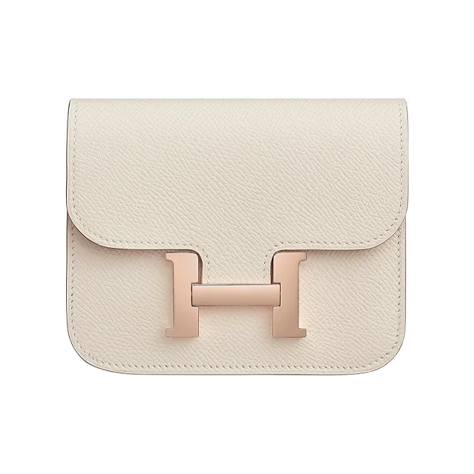 HERMES Constance Slim Epsom Leather Wallets Card Holders Fanny Pack Regular Women's 10 Craie Milkshake White