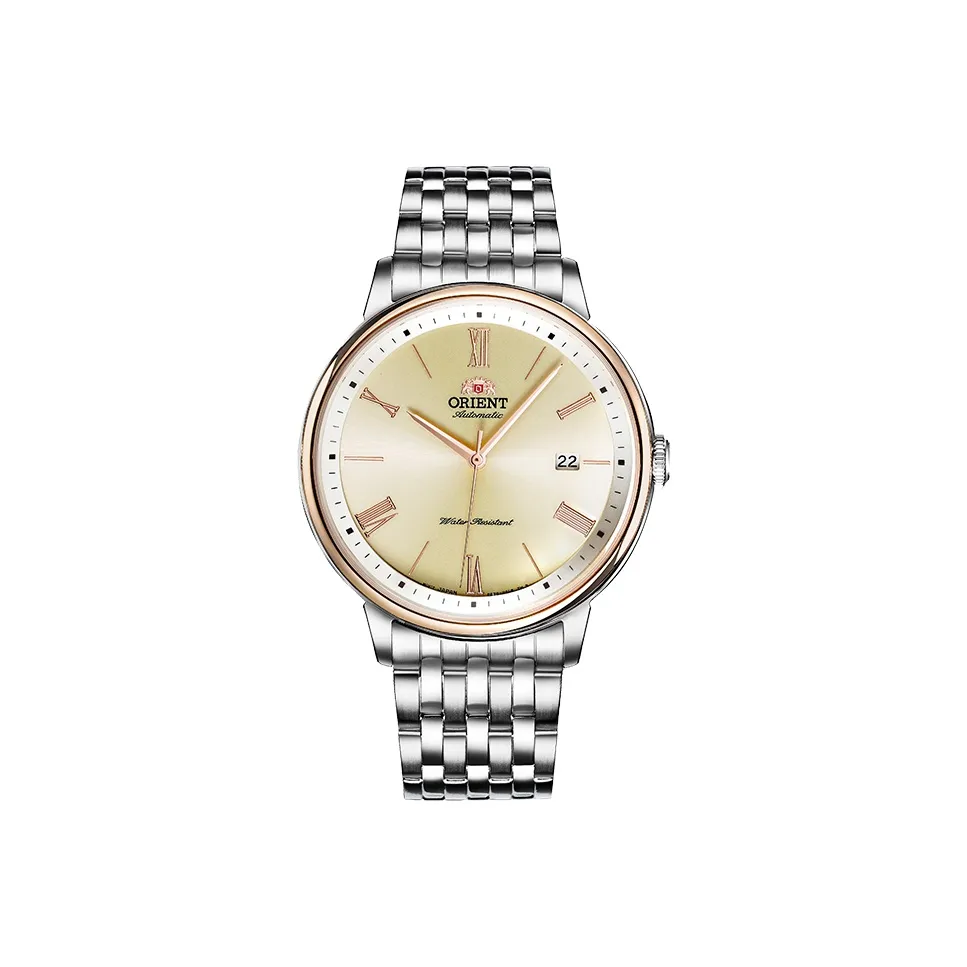 ORIENT Mechanical Movement Stainless Steel Watchband Watch Men's Watches Gold Dial RA AC0J01S10B