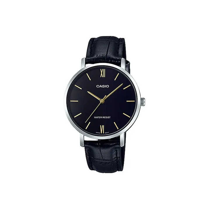 CASIO Standard Series Кварцевый механизм Кожаный ремешок Часы Женские Черный циферблат