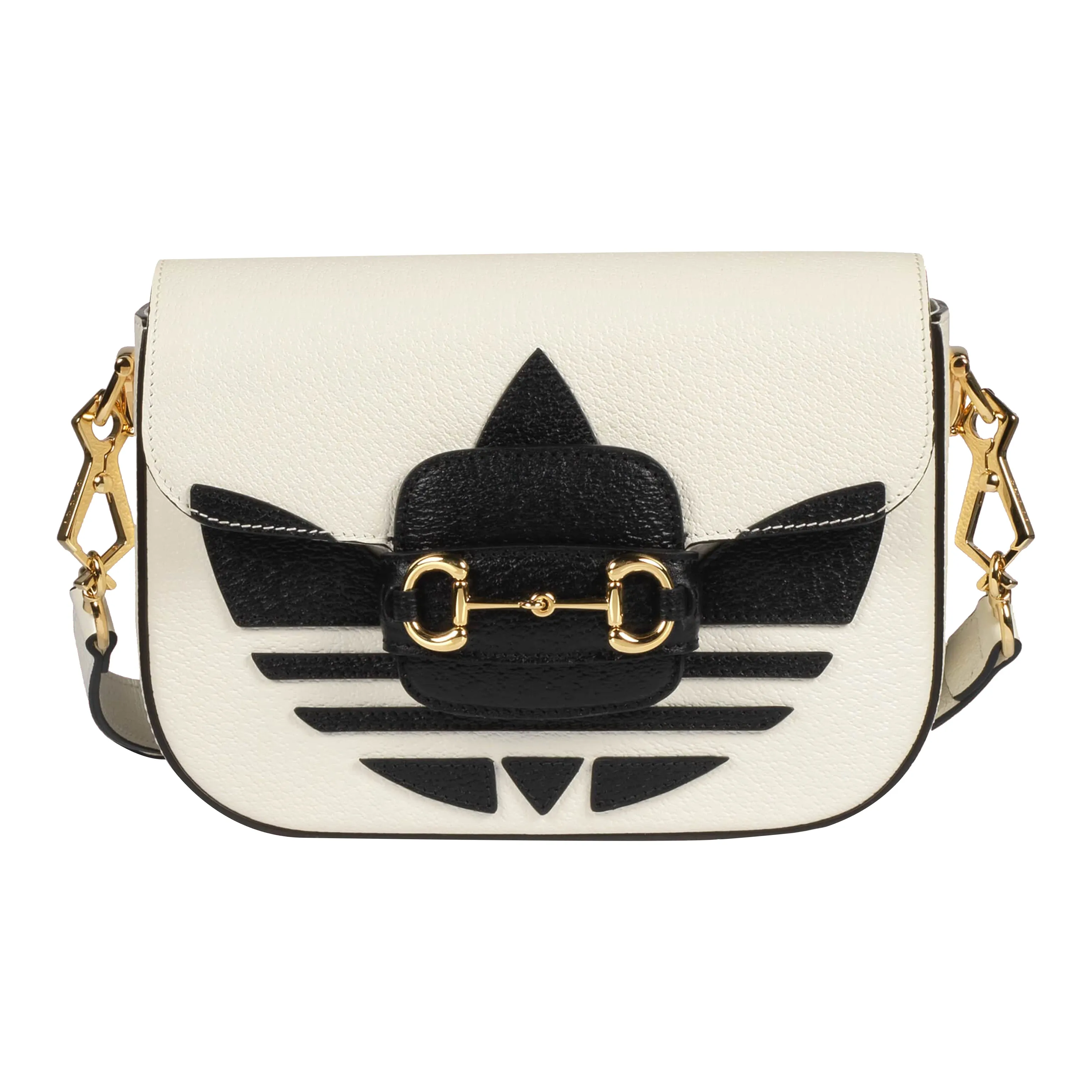 GUCCI Adidas Collaboration Horsebit 1955 Leather Shoulder Bag, Crossbody Bag Mini Unisex White