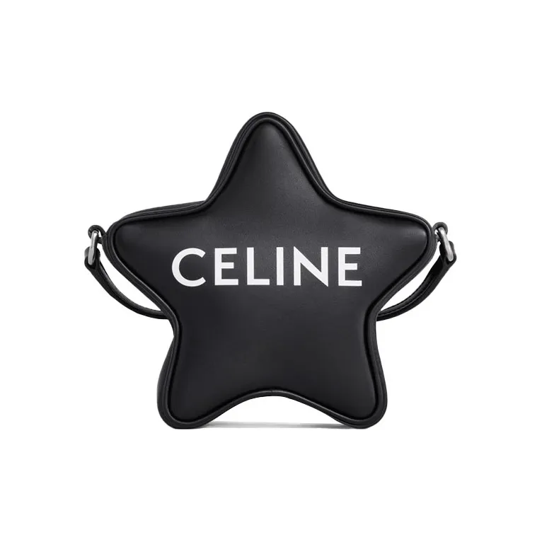 CELINE Smooth Cow Leather Shoulder Bag Small Size Men's Black
