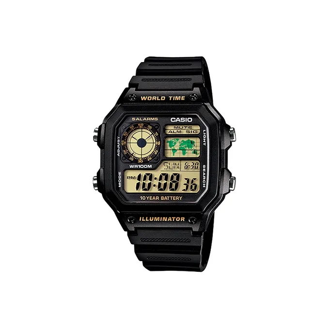 CASIO YOUTH Collection Квадратный Цифровой Отображение Электронный Механизм Смольный Ремешок Часы Мужские Черный Циферблат