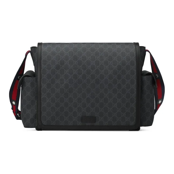 GUCCI Canvas With Leather Messenger Bag, Shoulder Bag, Crossbody Bag Men's Gray Black