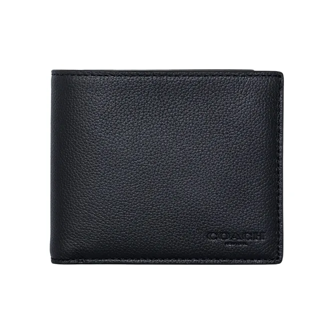 COACH 3 IN 1 Wallet Cow Leather Wallet Men's Black