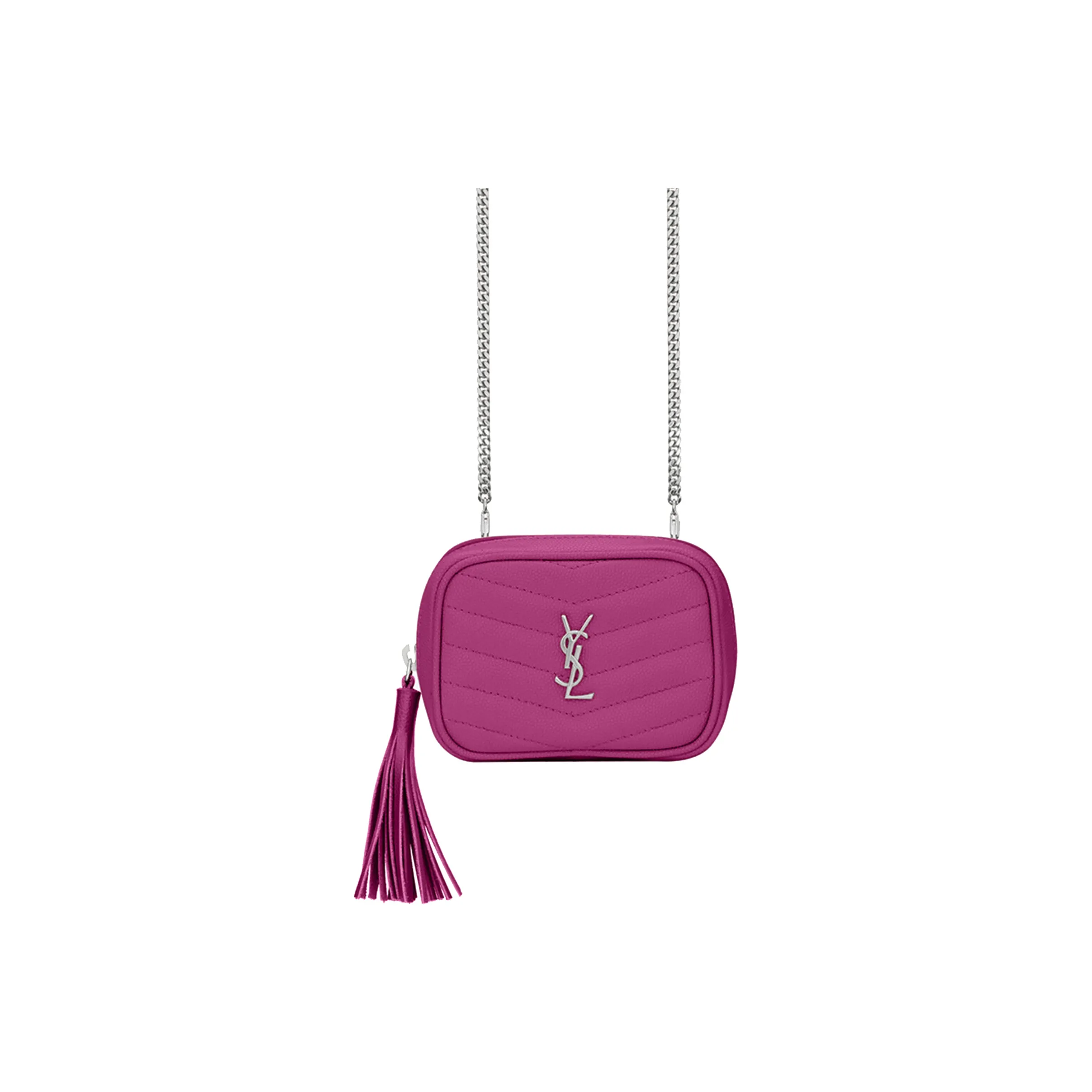 SAINT LAURENT LOU Quilted Leather Camera Bag Crossbody Bag Shoulder Bag Women
s Pink Purple