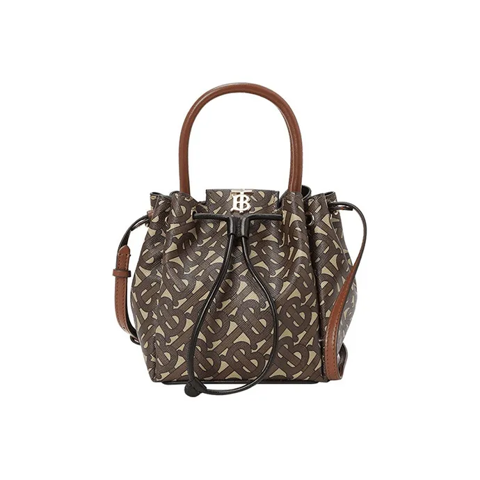 Burberry Fabric Bucket Bag, Crossbody Bag, Shoulder Bag, Handbag Trumpets Women's Brown