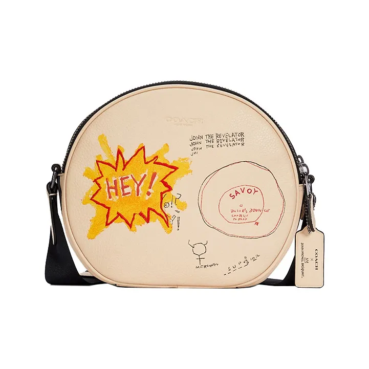 COACH Basquiat Collaboration Leather Handbag, Shoulder Bag, Crossbody Bag Small Size Women's Ecru