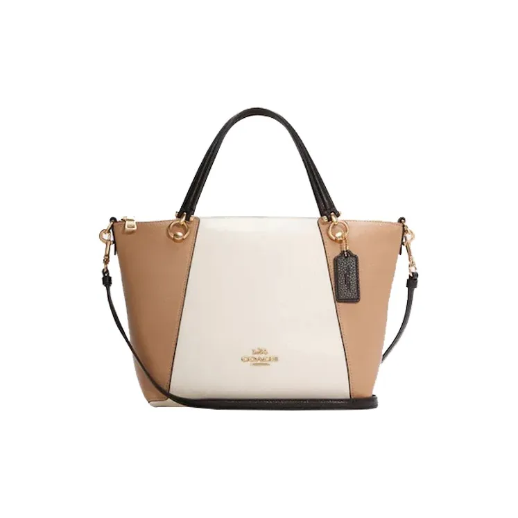 COACH Полированная кожа сумка-пельмени сумка через плечо маленькая сумка женский молочно-чайный и белый