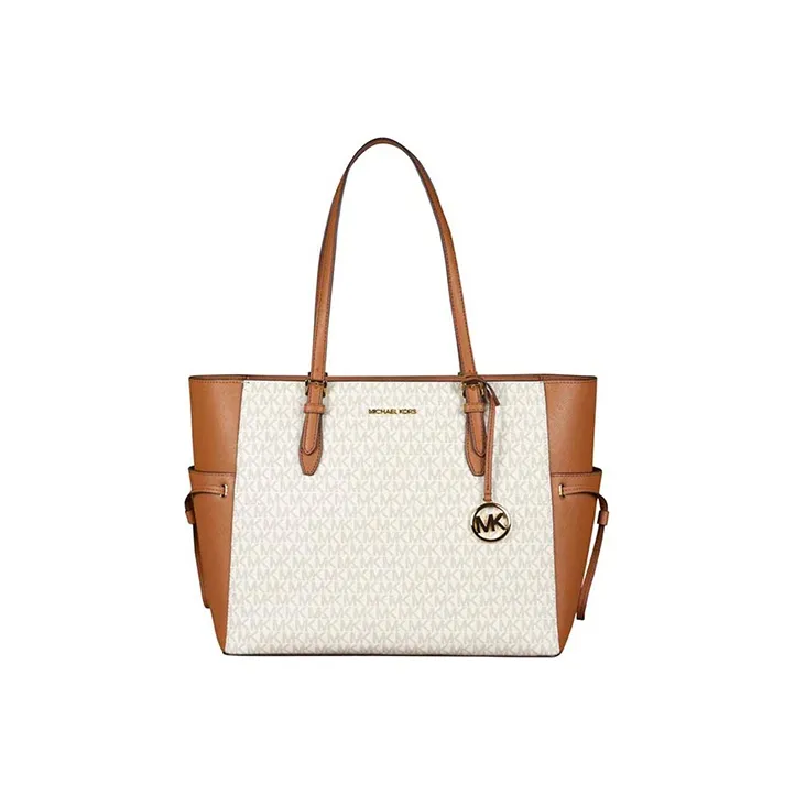 MICHAEL KORS MK Gilly PVC With Cow Leather Handbag, Tote Bag, Shoulder Bag Tubas Women's Vanilla White