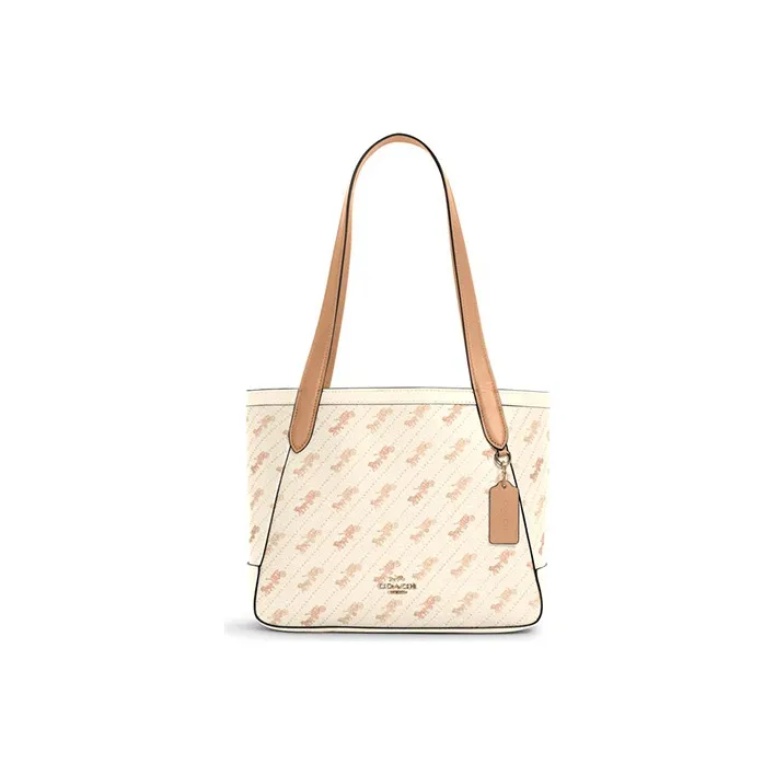 COACH Tote Artificial Leather Tote Bag, Shopping Bag, Shoulder Bag, Handbag Medium Size Women's Pink White