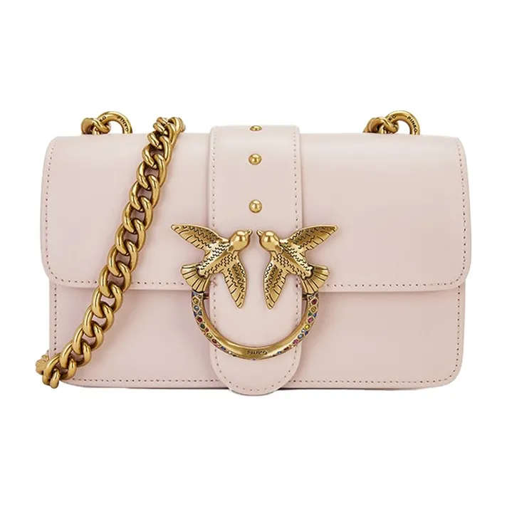 PINKO Cow Leather Swift Bag Crossbody Bag Shoulder Bag Women's Pink