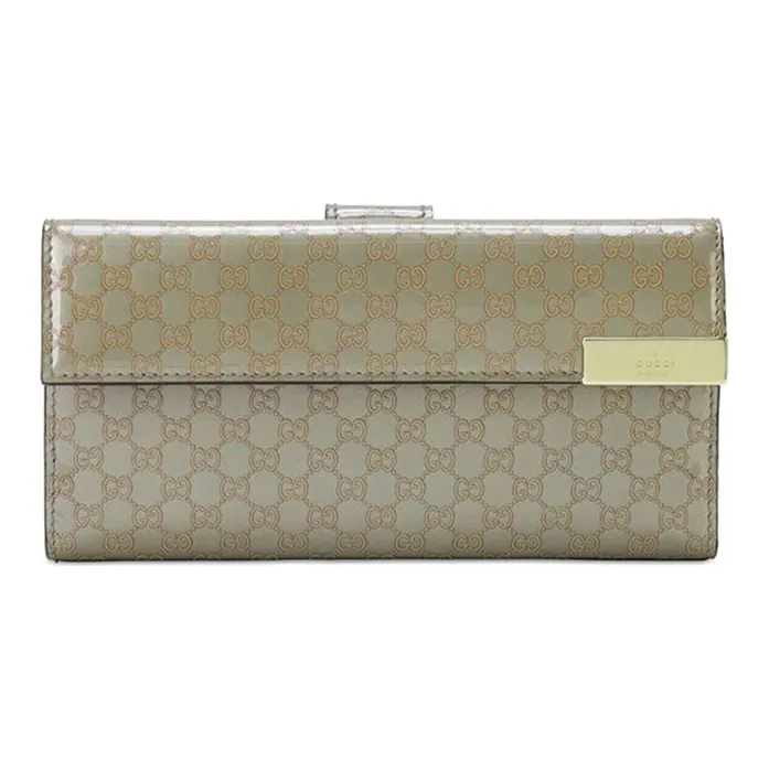 GUCCI Leather Wallet, Card Holder Women's Taupe