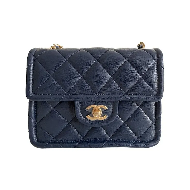 CHANEL Classic Flap CF Calfskin Shoulder Bag, Crossbody Bag Trumpets Women's Marine Blue