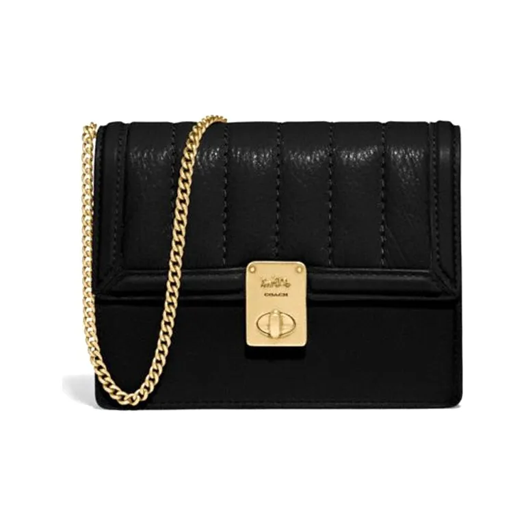 COACH Hutton из телячьей кожи маленькая квадратная сумка-бананка сумка через плечо мини женская черная