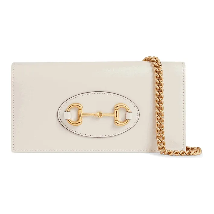 GUCCI Horsebit 1955 Leather WOC Mini Bag Shoulder Bag, Crossbody Bag Trumpets Women's White