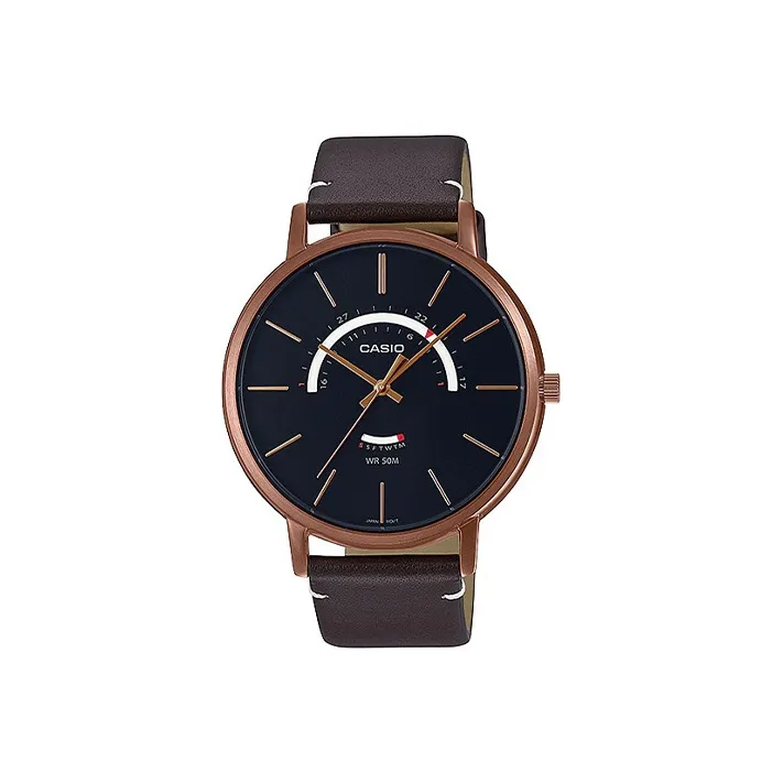 CASIO Standard Series Кварцевый механизм Кожаный ремешок Часы Мужские Черный циферблат