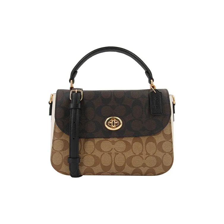 COACH Marlie Холст и кожа Маленькая квадратная сумка сумка-сэтин сумка через плечо сумка на плечо средний размер женская