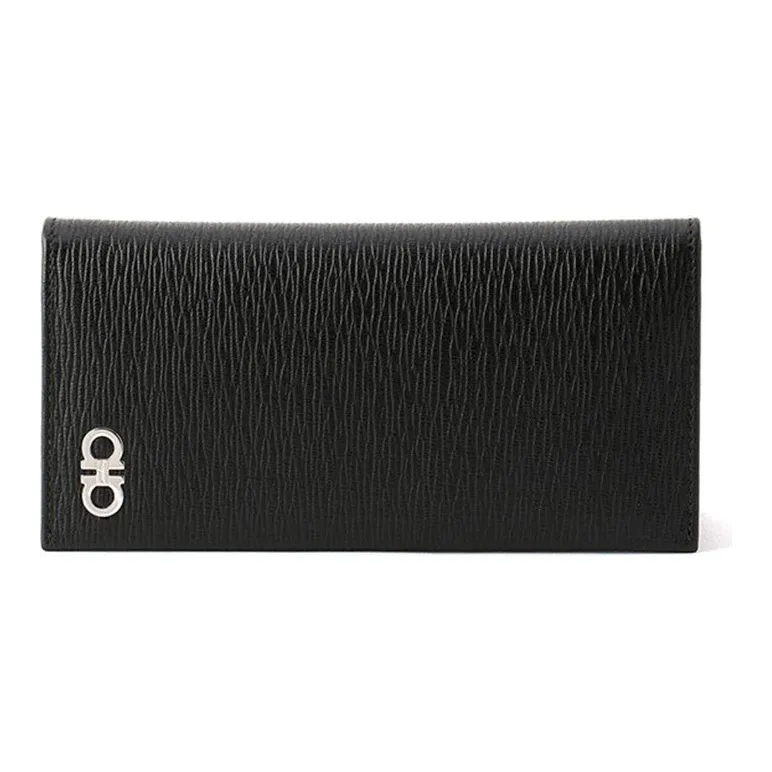 FERRAGAMO Leather Wallet Men's Black With Red Lining