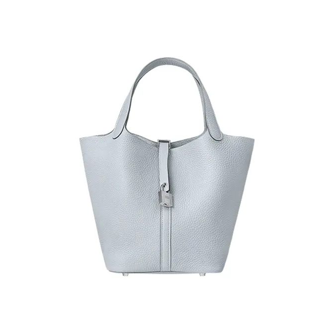 HERMES Picotin Lock Little Bull Leather Basket Bag, Bucket Bag, Handbag 22 Women's 08 Bleu Pale Holy Grail Blue