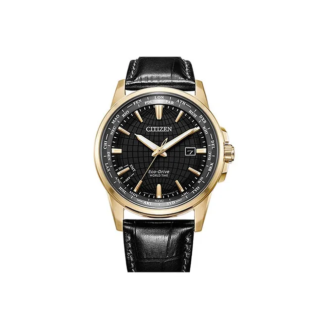CITIZEN Ecology Drive Collection Светильник Кварцевый механизм Естественная кожа Ремешок Часы Мужские Черный циферблат