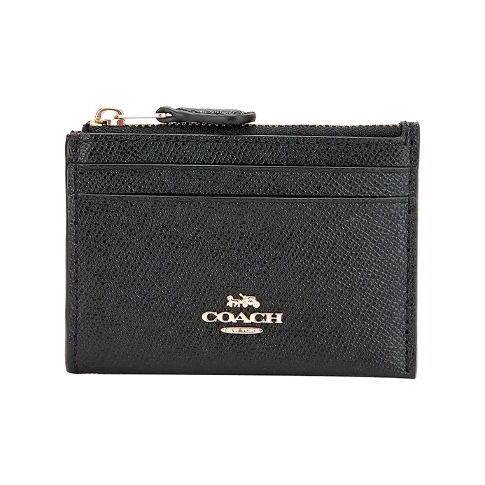 COACH Leather ID Holder Key Pouches Card Holders Mini Women's Black
