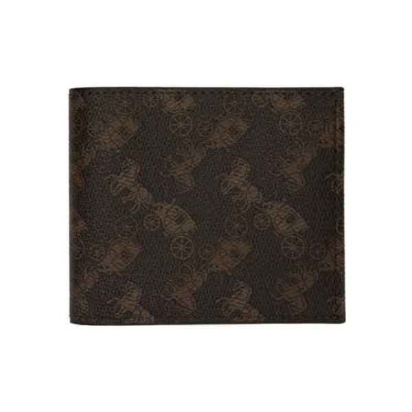 COACH Billfold Wallet PVC Clutches Wallets Men's Dark Brown