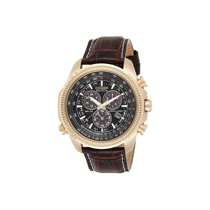 CITIZEN Ecology Drive Collection Кварцевый механизм Естественная кожа Ремешок Часы 48 мм Мужские часы Черный циферблат