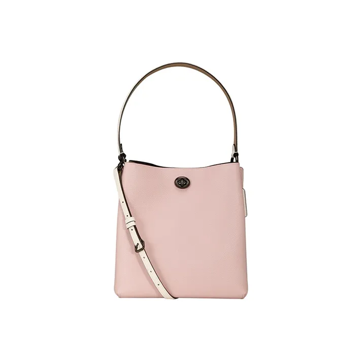 COACH Charlie Leather Bucket Bag, Portable Crossbody Bag, Shoulder Bag Medium Size Women's Cherry Blossom Pink