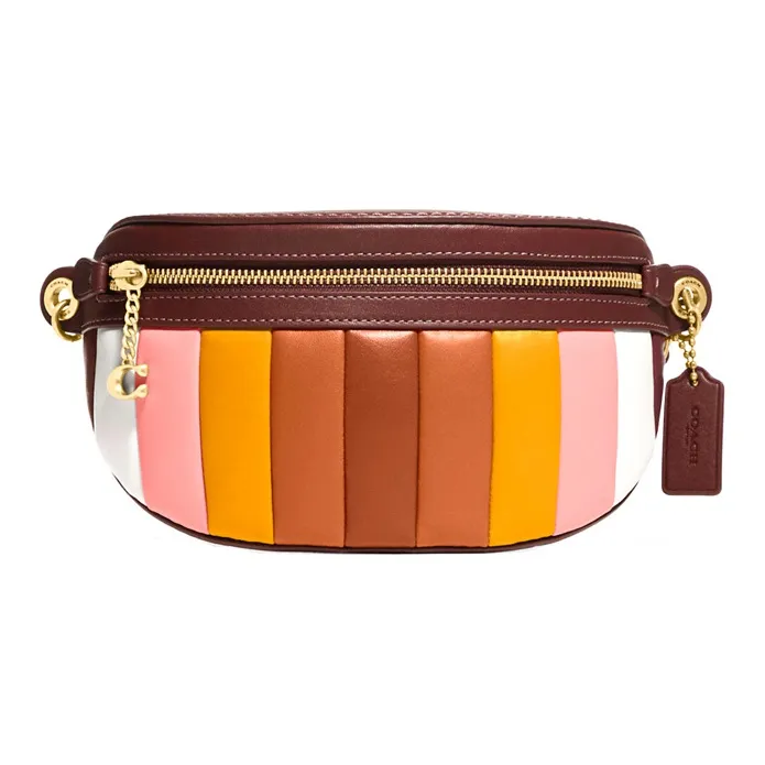 COACH Belt Leather Fanny Pack Trumpets Women's White & Yellow & Brown & Multicolor