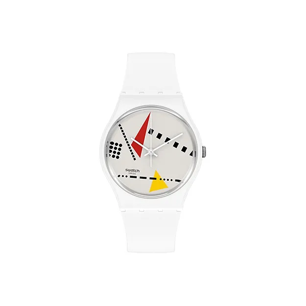 Swatch Quartz Механизм Унисекс Часы 34 мм Белый Циферблат Биокерамика Чехол Часов Bio Based Материал Ремешок