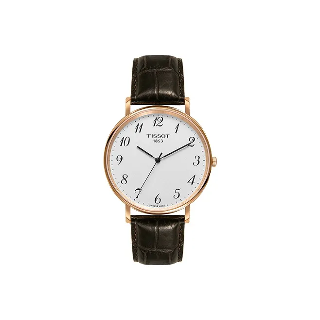 TISSOT Charm Time Series Кварцевый механизм Мужские часы Часы 42 мм Серебристый циферблат Корпус из нержавеющей стали Кожаный ремешок