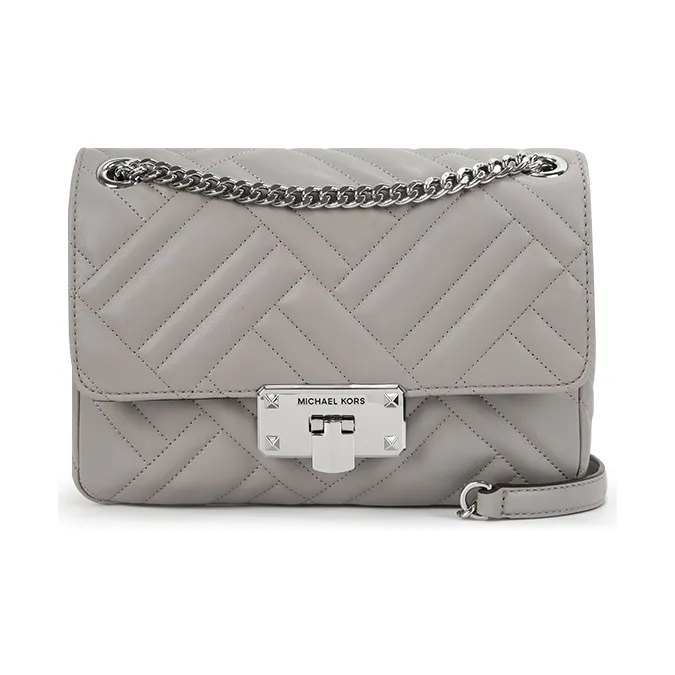 MICHAEL KORS Leather Shoulder Bag, Crossbody Bag Medium Size Women's Gray