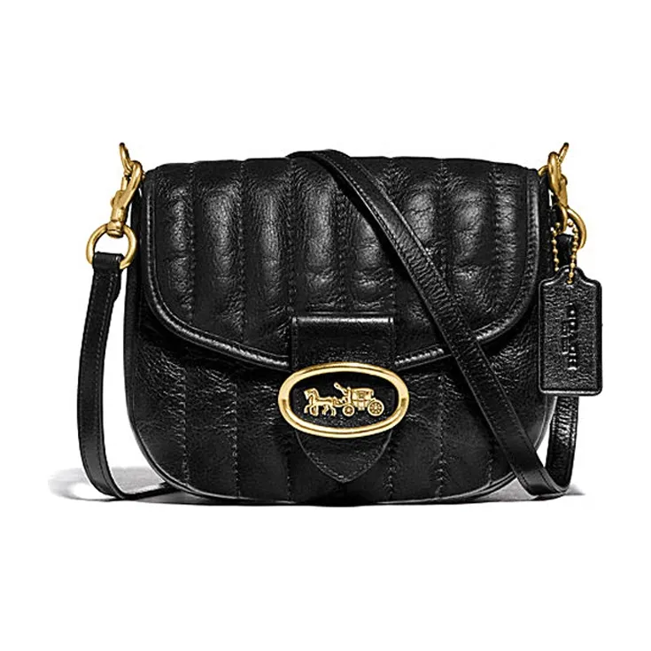 COACH Kat Quilting Leather Saddle Bag Shoulder Bag Crossbody Bag Small Size Women
s Black