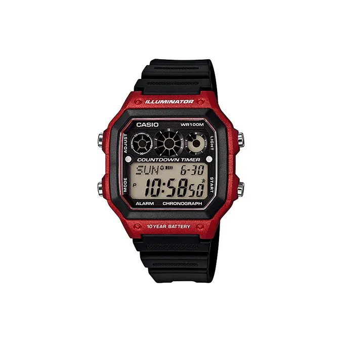 CASIO YOUTH Collection Квадратный Цифровой Отображение Кварцевый Механизм Смольный Ремешок Часы Мужские Черный Циферблат