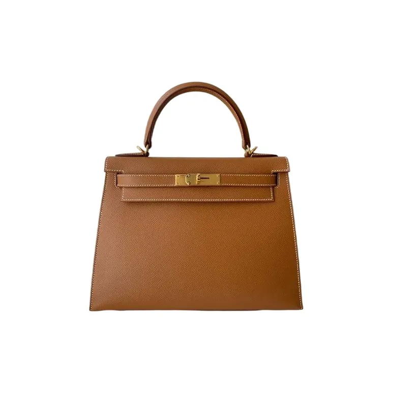 HERMES Kelly Epsom Leather Kelly Bag Handbag Regular Women's Gold Brown