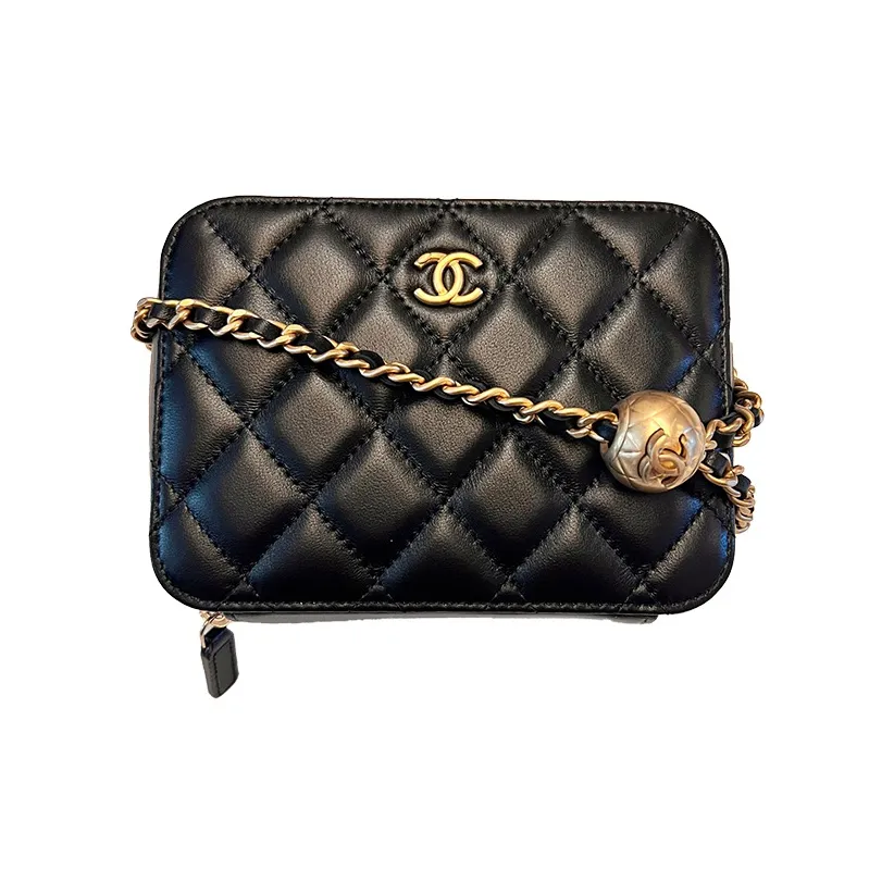 CHANEL Sheepskin Crossbody Bags Women's Black