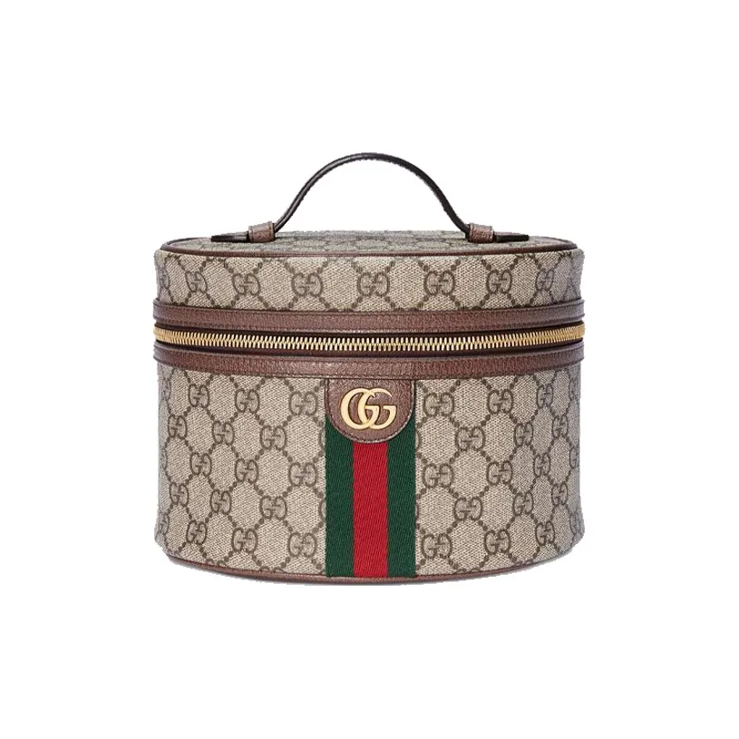 GUCCI Ophidia Canvas With Leather Handbag Women's Brown