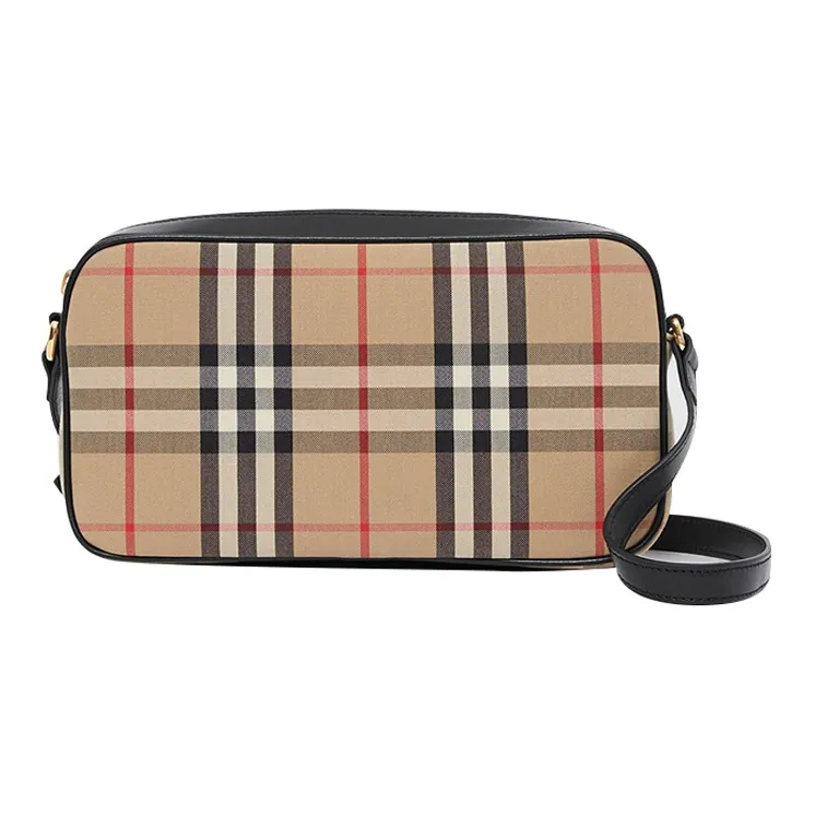 Burberry Vintage Leather With Fabric Camera Bag, Shoulder Bag, Crossbody Bag Trumpets Women's Archive Beige