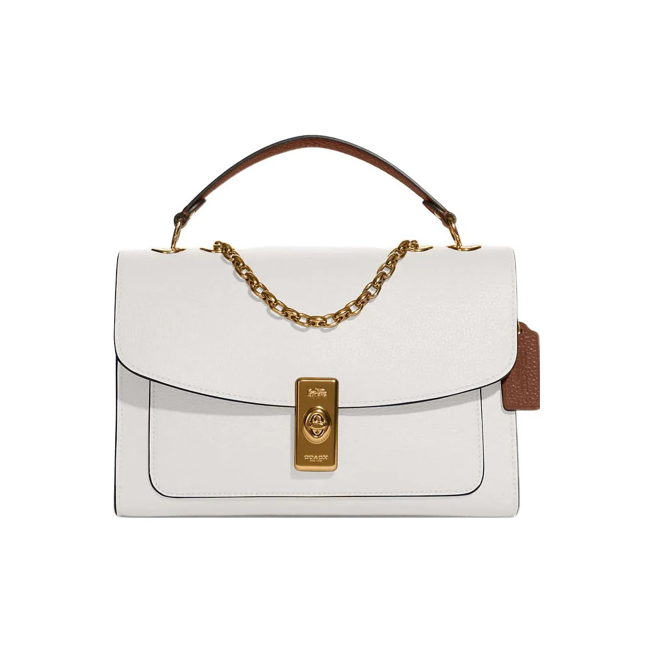 COACH Lane Pebbled Leather Shoulder Bag Trunk Bag Crossbody Bag Shoulder Bag Women's White
