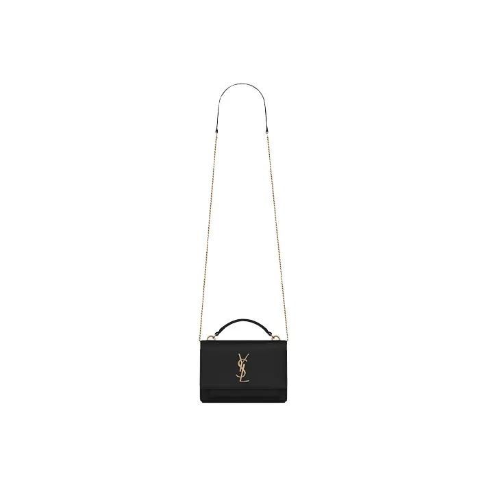SAINT LAURENT Sunset Chain Wallet In Smooth Leather Noir