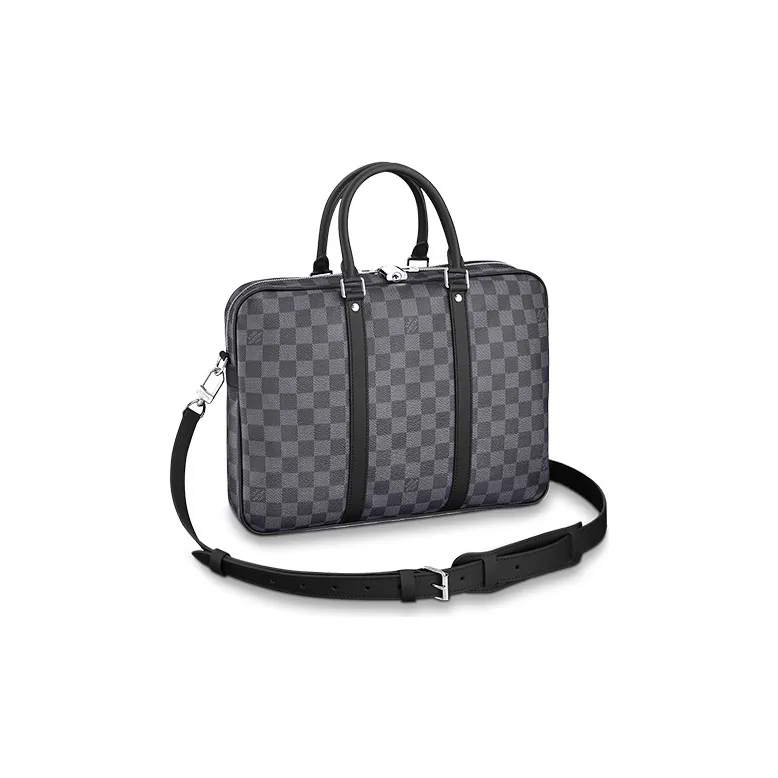 LOUIS VUITTON Canvas Briefcase, Laptop Bag, Shoulder Bag, Crossbody Bag, Handbag Small Size Men's Black