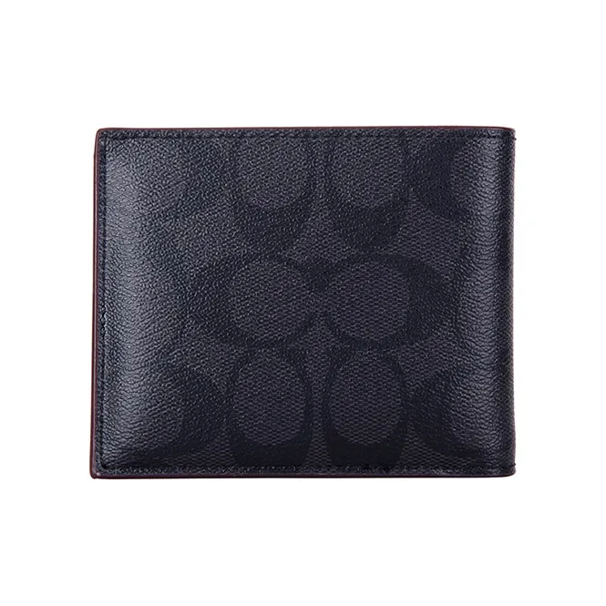 COACH 3 IN 1 Wallet Leather 3 in 1 Wallet Men's Black Gray