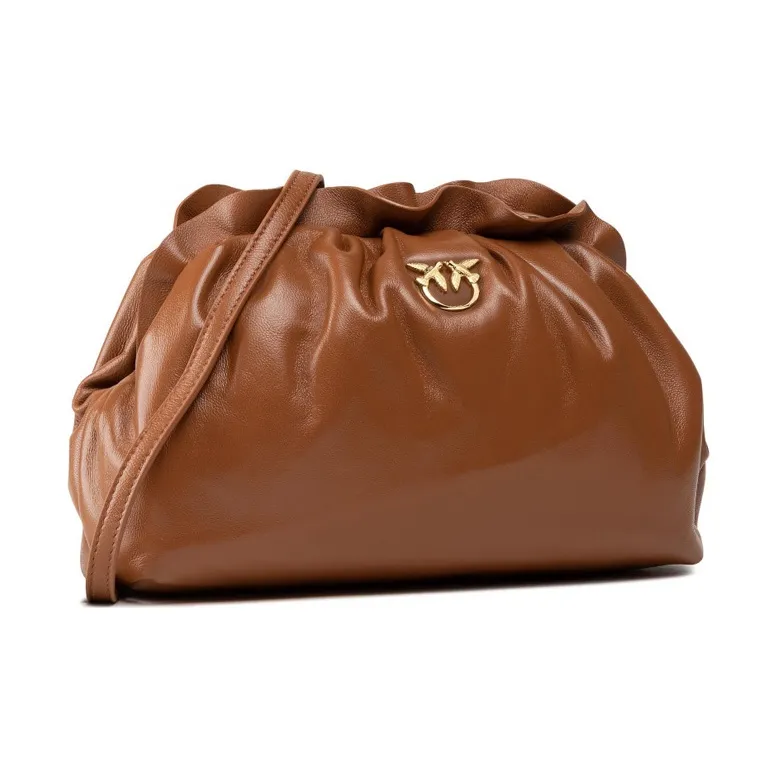 PINKO FRAIMED Lambskin Cloud Bag Swallow Bag Handheld Bag Shoulder Bag Women's Brown