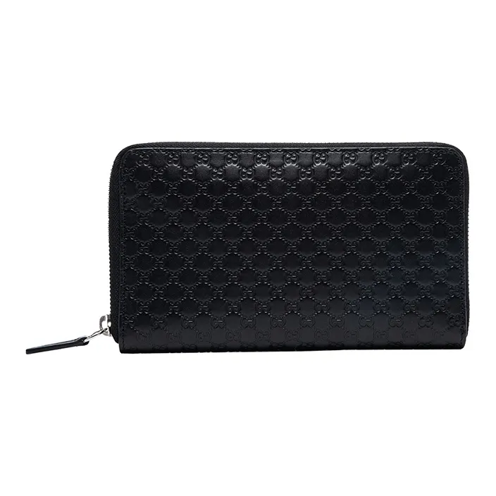 GUCCI GG Cow Leather Clutch Wallet Men's Black