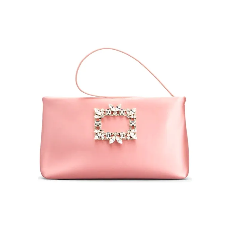 Roger Vivier Silk Satin Shoulder Bag, Handbag, Shoulder Bag Women's Pink Candy