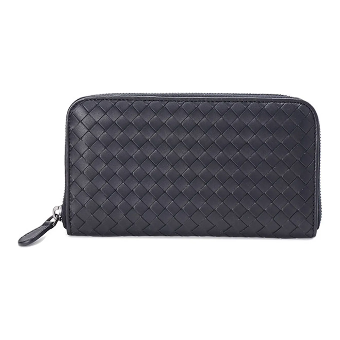 Bottega Veneta Lambskin Long Zip Closure Wallet Men's Blue