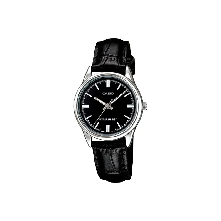 CASIO Classic Analog Collection Кварцевый механизм Кожаный ремешок Часы Женские Черный циферблат